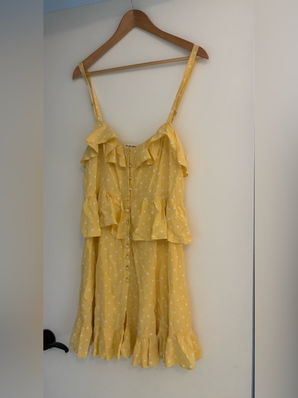 For Love & Lemons Yellow Polka Dot Button-Front Dress
